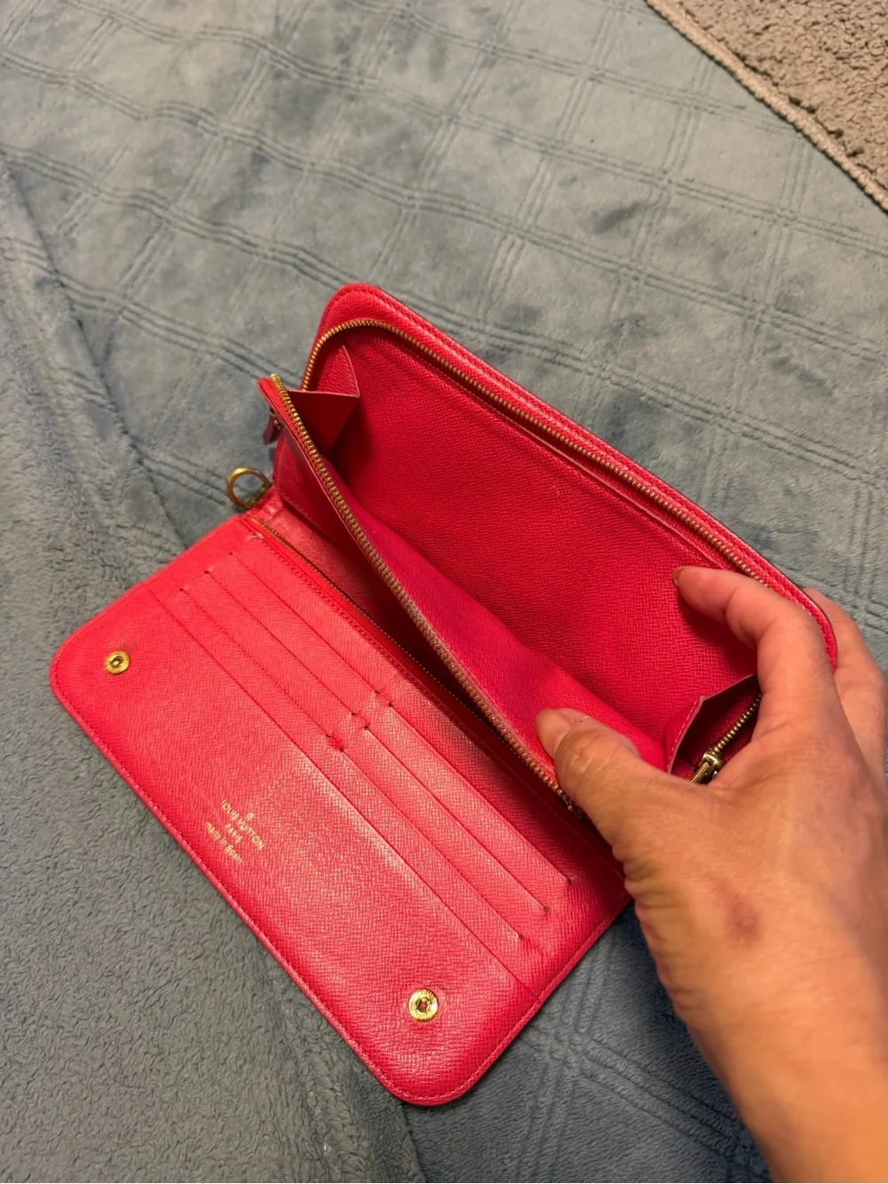 Louis Vuitton Red and Brown Monogram Phone Wallet with Gold Accent/KIMONO